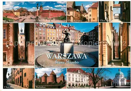 AK / Ansichtskarte Warszawa Plac Zamkowy Kanonia Dawna Marcina Rynek Starego Miasta Katedra sw Jana Brzozowa Barbakan Rynek Nowego Miasta Warszawa
