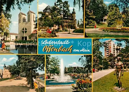 AK / Ansichtskarte Offenbach_Main Kirche Schloss Park Fontaene Skulptur Offenbach Main