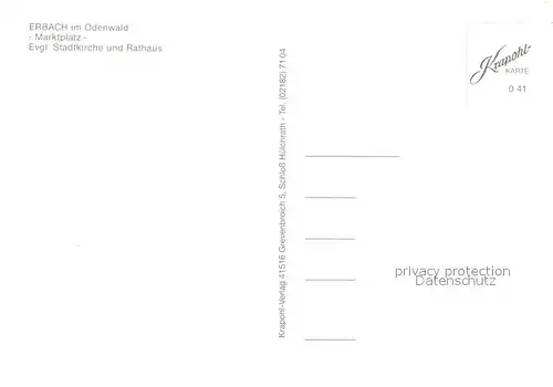 AK / Ansichtskarte Erbach_Odenwald Ev Stadtkirche und Rathaus Erbach Odenwald