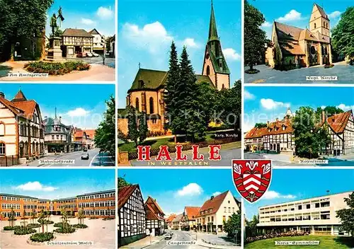 AK / Ansichtskarte Halle_Westfalen Amtsgericht Ev Kirche Bahnhofstr Rosenstr Schulzentrum Langestr Kreisgymnasium Halle_Westfalen