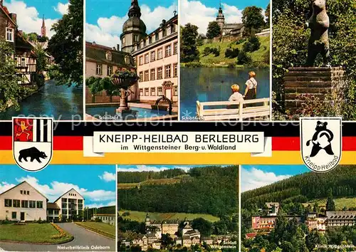 AK / Ansichtskarte Bad_Berleburg Schlosshof Schlossteich Naturheilklinik Odeborn Schloss Wittgenstein Klinik Bad_Berleburg