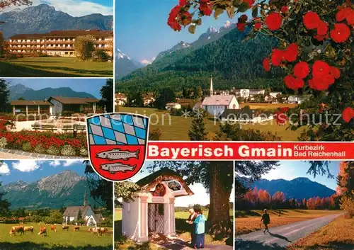 AK / Ansichtskarte Bayerisch_Gmain BfA Klinik Hochstaufen Haus des Gastes Pfarrkirche Doetzenkapelle Kirchholz Bayerisch Gmain