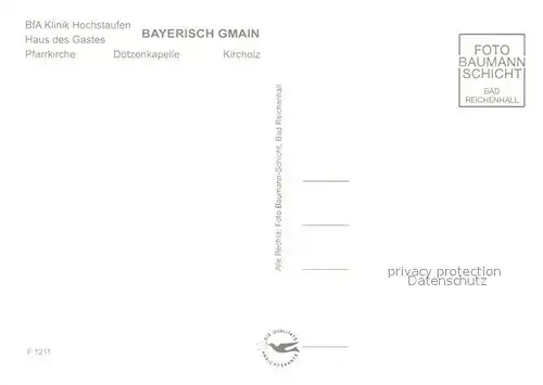 AK / Ansichtskarte Bayerisch_Gmain BfA Klinik Hochstaufen Haus des Gastes Pfarrkirche Doetzenkapelle Kirchholz Bayerisch Gmain