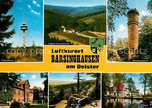 AK / Ansichtskarte Barsinghausen Fernsehturm Fussball Verbandsheim Nordmannsturm Kloster Alte Taufe Rathaus Barsinghausen