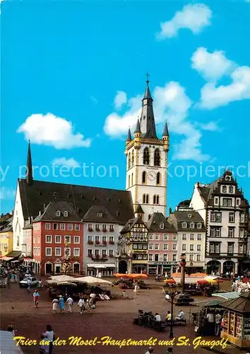 AK / Ansichtskarte Trier Hauptmarkt und St Gangolf Trier
