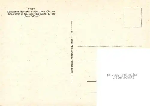 AK / Ansichtskarte Trier Konstantin Basilika Ev Kirche Zum Erloeser Trier