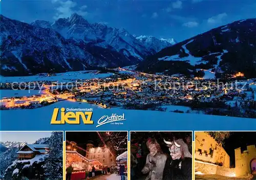 AK / Ansichtskarte Lienz_Tirol Panorama Dolomitenhuette Christkindlmarkt Krampusumzug Schloss Bruck Lienz Tirol