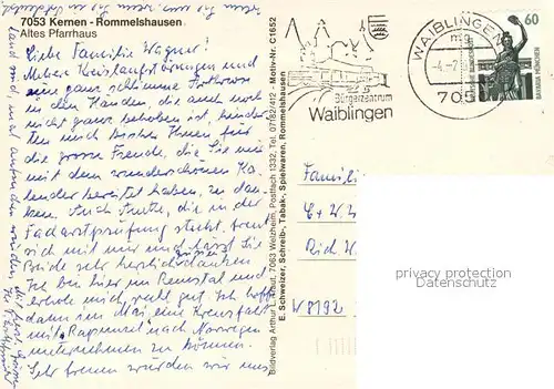 AK / Ansichtskarte Rommelshausen Altes Pfarrhaus Rommelshausen