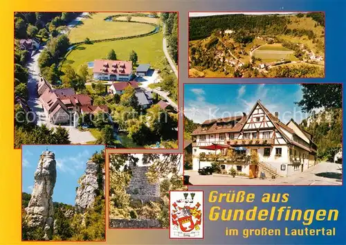 AK / Ansichtskarte Gundelfingen_Muensingen Fliegeraufnahme Steinsaeulen Gasthof Gundelfingen Muensingen