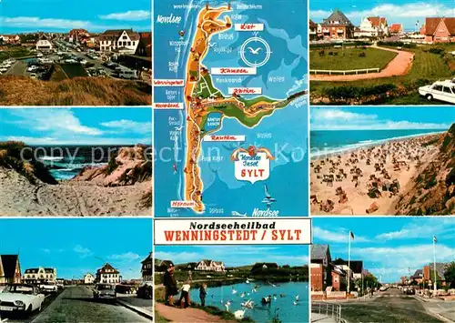 AK / Ansichtskarte Wenningstedt_Sylt Teilansichten Inselkarte Schwanenteich Wenningstedt_Sylt