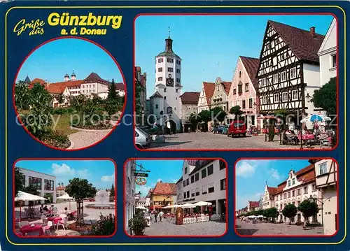 AK / Ansichtskarte Guenzburg Schlosspark Marktplatz Stadttor Strassencafe Guenzburg