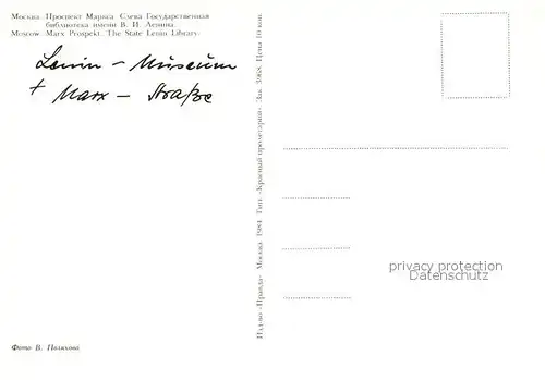 AK / Ansichtskarte Moscow_Moskva Marx Prospekt Lenin Library Moscow Moskva