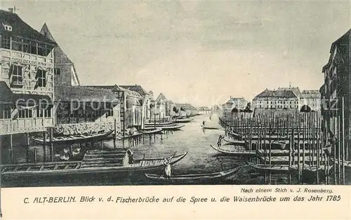 Berlin Blick von Fischerbruecke auf Spree und Waisenbruecke  um 1785 Berlin