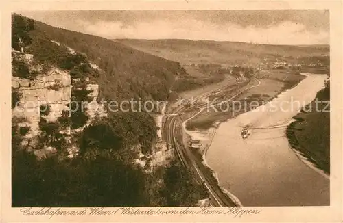 Carlshafen_Weser Blick von den Hann Klippen auf Weser Carlshafen Weser