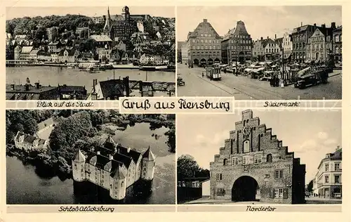 Flensburg Stadtansicht Suedermarkt Schloss Gluecksburg Nordertor Flensburg