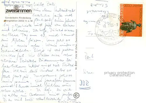 AK / Ansichtskarte Seilbahn Rinderberg Zweisimmen Seilbahn