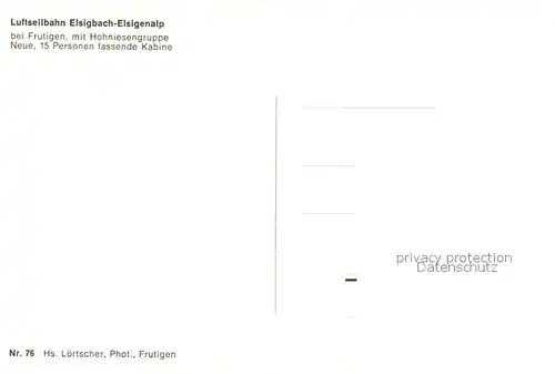 AK / Ansichtskarte Seilbahn Elsigbach Elsigenalp Frutigen Hohniesengruppe  Seilbahn