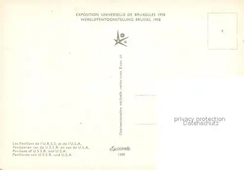AK / Ansichtskarte Exposition_Universelle_Bruxelles_1958 Pavillons de l U.R.S.S. et de l U.S.A.  Exposition_Universelle