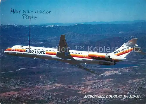 AK / Ansichtskarte Flugzeuge_Zivil Aero Lloyd McDonnell Douglas Typ MD 83  Flugzeuge Zivil
