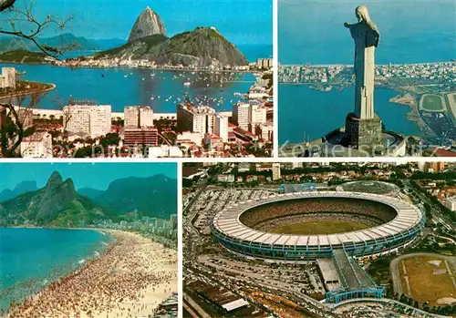 AK / Ansichtskarte Stadion Rio de Janeiro Christusstatue  Strand  Stadion