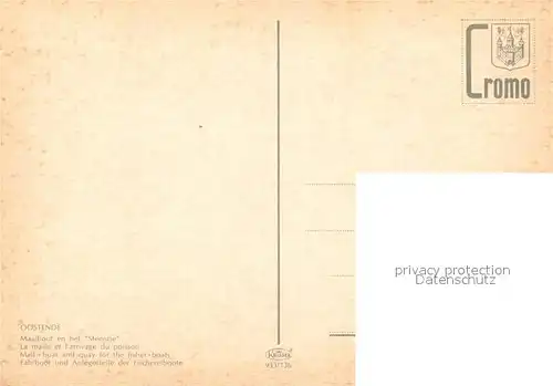 AK / Ansichtskarte Schiffe_Ships_Navires Faehrboot Anlegestelle Fischereiboote Oostende  Schiffe_Ships_Navires
