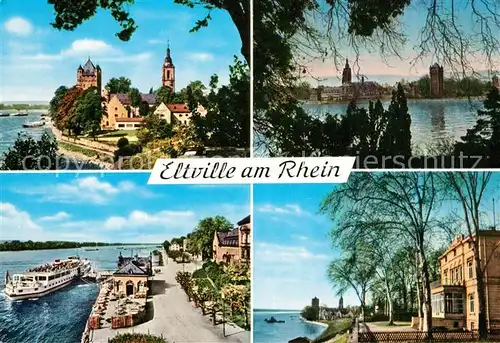 AK / Ansichtskarte Eltville_Rhein Schloss Rheinufer Rheinpromenade Anleger Rheindampfer Villa Eltville_Rhein