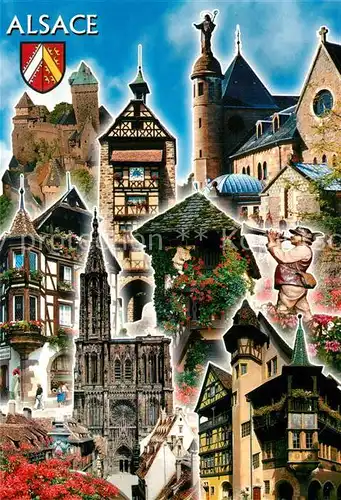 AK / Ansichtskarte Alsace_Elsass Au pays des cigognes Im Land der Stoerche Gebaeude Sehenswuerdigkeiten der Region Alsace Elsass