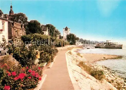 AK / Ansichtskarte Eltville_Rhein Rheinufer Promenade Bootsanleger Rheinfaehre Eltville_Rhein