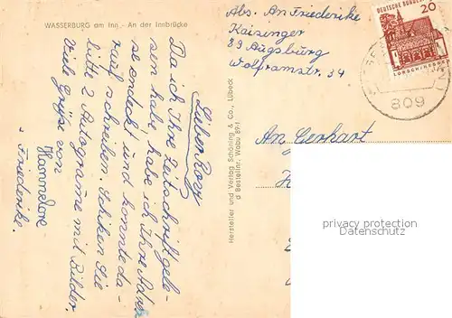 AK / Ansichtskarte Wasserburg_Inn Mutter mit Kind an der Innbruecke Wasserburg Inn