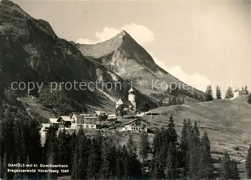 AK / Ansichtskarte Damuels_Vorarlberg Ortsansicht mit Kirche Kleines Damuelserhorn Bregenzerwald Damuels Vorarlberg