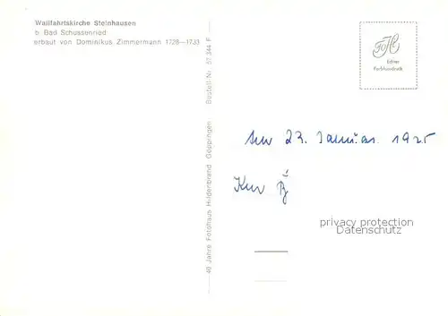 AK / Ansichtskarte Steinhausen_Bad_Schussenried Wallfahrtskirche 18. Jhdt. Steinhausen_Bad