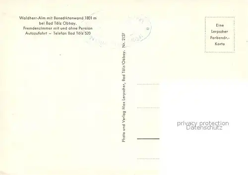 AK / Ansichtskarte Bad_Toelz Waldherralm mit Benediktenwand Bayerische Voralpen Bad_Toelz