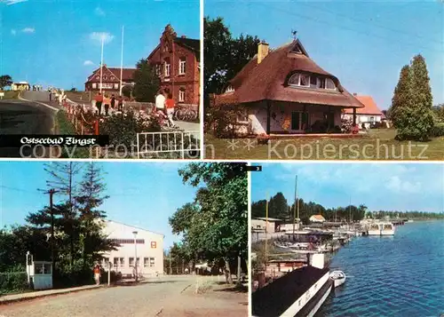 AK / Ansichtskarte Zingst_Ostseebad Strandstrasse Urlauber Restaurant Blick zum Hafen Zingst_Ostseebad