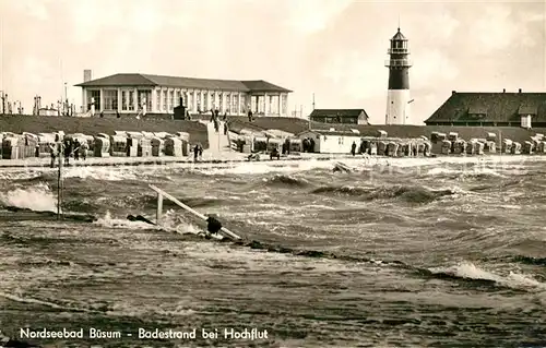 AK / Ansichtskarte Buesum_Nordseebad Strand Leuchtturm Buesum_Nordseebad