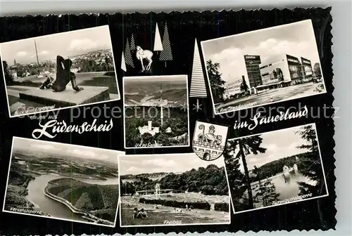 AK / Ansichtskarte Luedenscheid Blick vom Ehrenmal UKW Sender Am Strassenstern Freibad Versetalsperre Fuerwiggetalsperre Luedenscheid