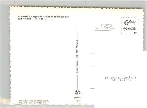 AK / Ansichtskarte Valbert Blindenerholungsheim  Valbert