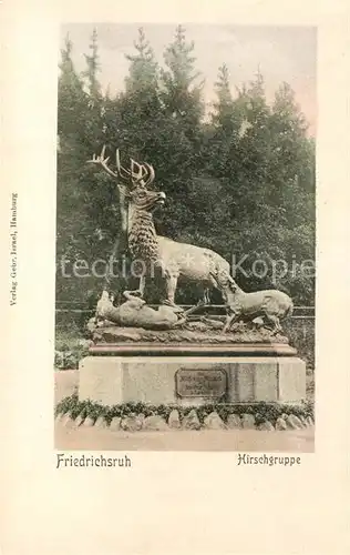 AK / Ansichtskarte Friedrichsruh_Hamburg Hirschgruppe Denkmal mit Jagdhunden Friedrichsruh Hamburg