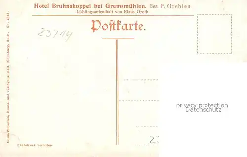 AK / Ansichtskarte Gremsmuehlen Hotel Bruhnskoppel Gremsmuehlen