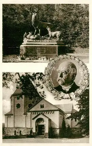 AK / Ansichtskarte Friedrichsruh_Hamburg Hirschgruppe Fuerst Otto von Bismarck Gruftkapelle Friedrichsruh Hamburg