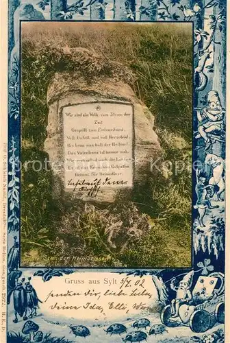 AK / Ansichtskarte Sylt Gedenktafel Sylt