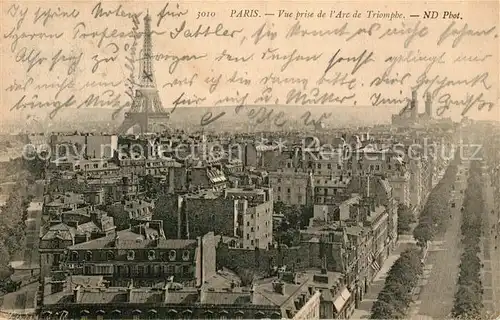 AK / Ansichtskarte Paris vue prise de L Arc de Triomphe Paris