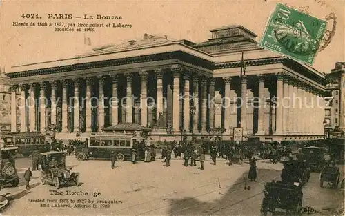 AK / Ansichtskarte Paris La Bourse Busse Autos Paris