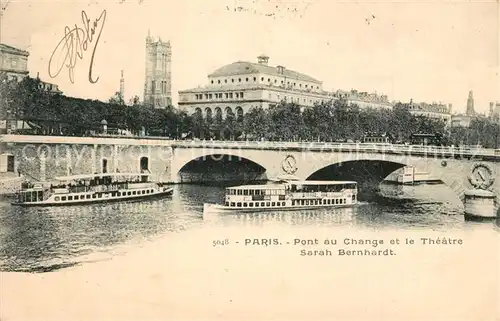 AK / Ansichtskarte Paris Pont au Change et le Theatre Sarah Bernhardt Paris