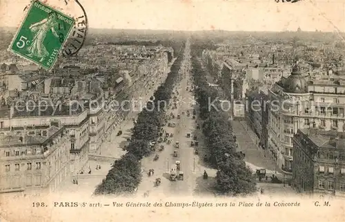 AK / Ansichtskarte Paris Champs Elysee vers la Place de la Concorde Paris