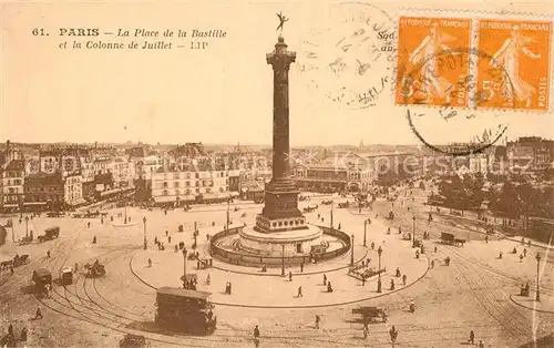 AK / Ansichtskarte Paris Place de la Bastille et la Colonne de Juillet Paris