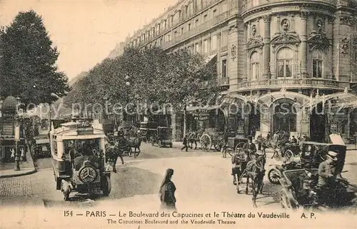 AK / Ansichtskarte Paris Boulevard des Capucines et le Theatre du Vaudeville Paris