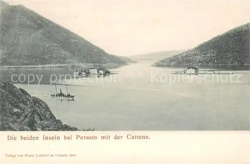 AK / Ansichtskarte Perasto_Kotor Zwei Inseln mit Cattene Perasto_Kotor