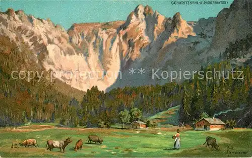 AK / Ansichtskarte Scharitzkehlalm Panorama Kuenstlerkarte Robert Kaemmerer Scharitzkehlalm