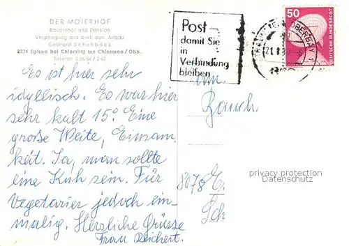 AK / Ansichtskarte Eglsee_Chieming Moierhof Bauernhof Pension Eglsee Chieming
