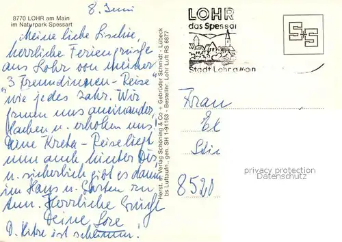 AK / Ansichtskarte Lohr_Main Naturpark Spessart Fliegeraufnahme Lohr_Main